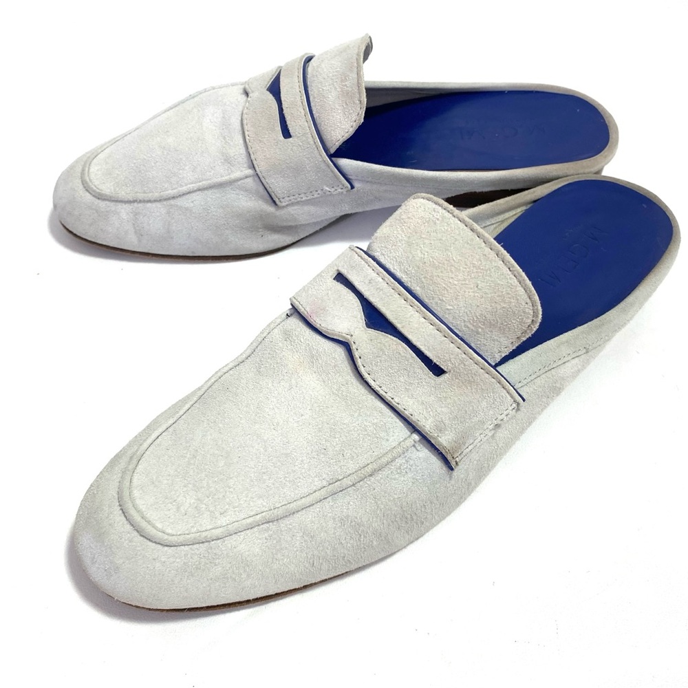 M.GEMI Slip On Mules Flat Gray Suede Womens Shoes Size 8.5 / 38